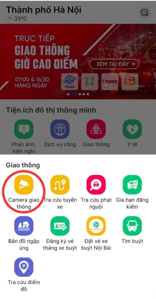 Bước 2: Chọn Camera giao thông