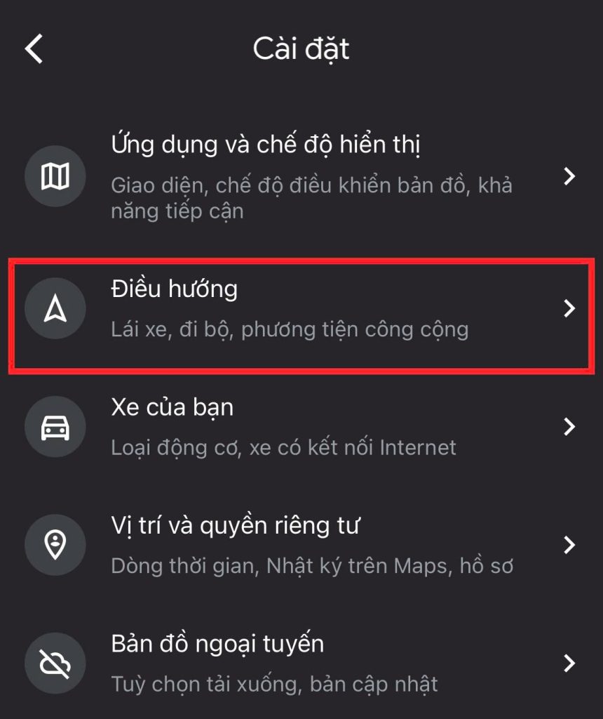 Bước 2 Vào Cài đặt điều hướng (Navigation settings)